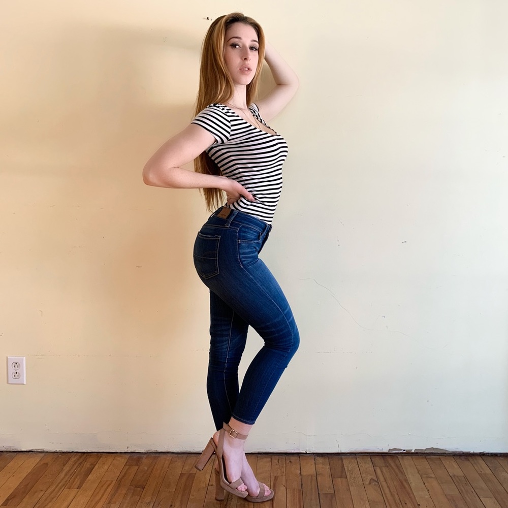 Stripped Blue & White Tight T-Shirt